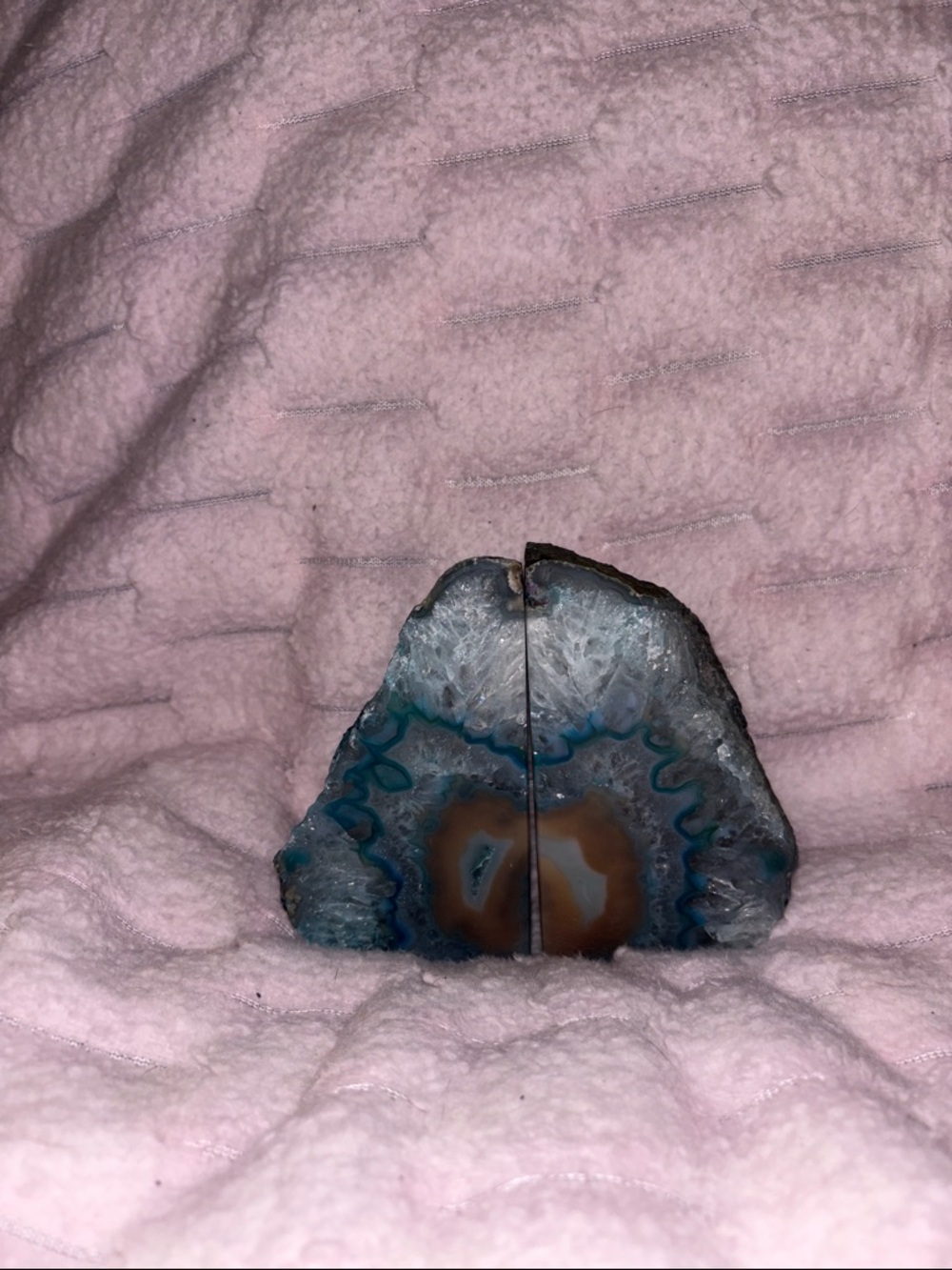 Blue and Brown Agate Geode Bookends - Pair